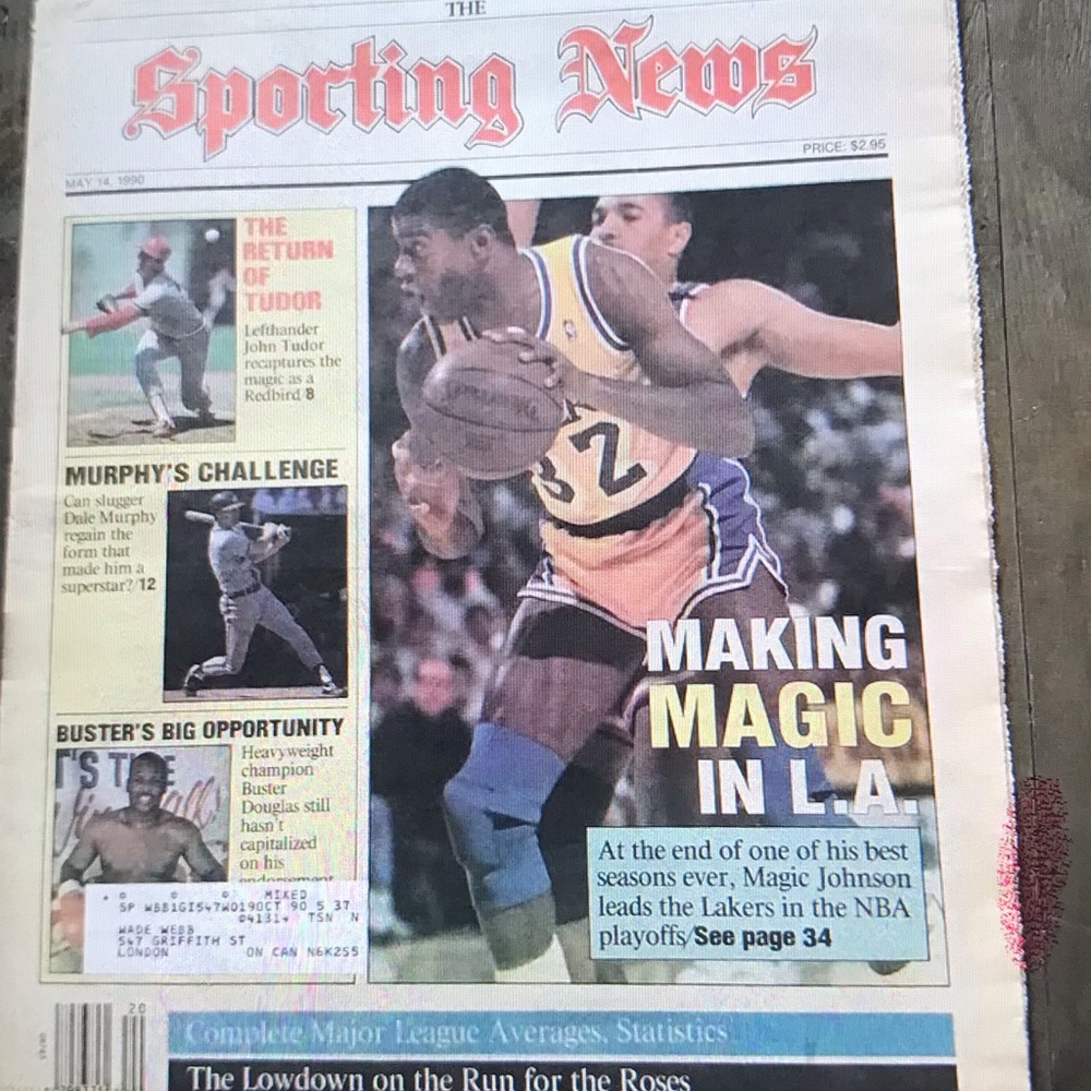 May 14th 1990Sporting News Cover - Magic Johnson Lakers Vintage Sports Newspaper